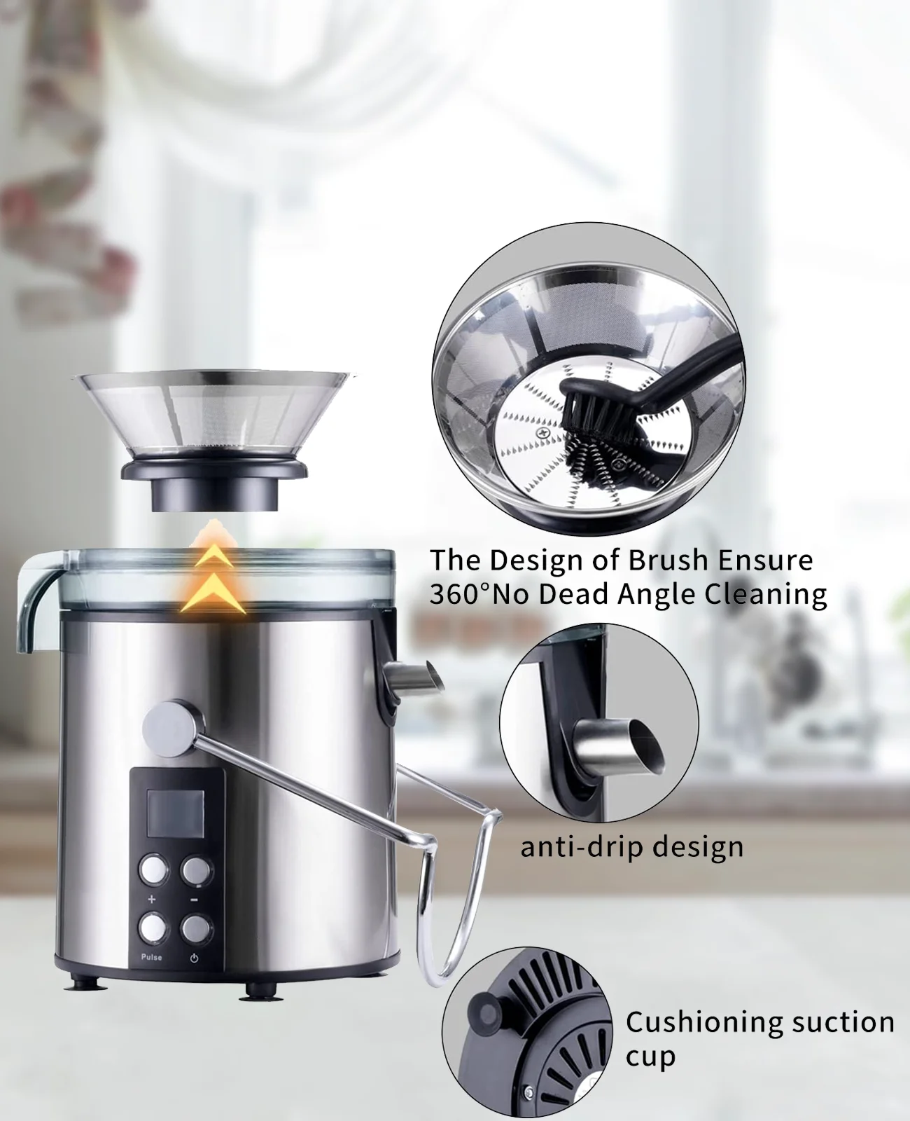 Centrifugal Juicer Machines for Vegetable Fruit - with 3" Feed Chute Anti-drip Tainless-steel Filter