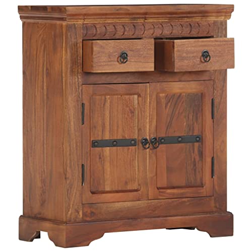 vidaXL Rustic Sideboard - Solid Acacia Wood - Brown - Two Doors and Two Drawers - Farmhouse Style - 24.8"x11.8"x29.5"