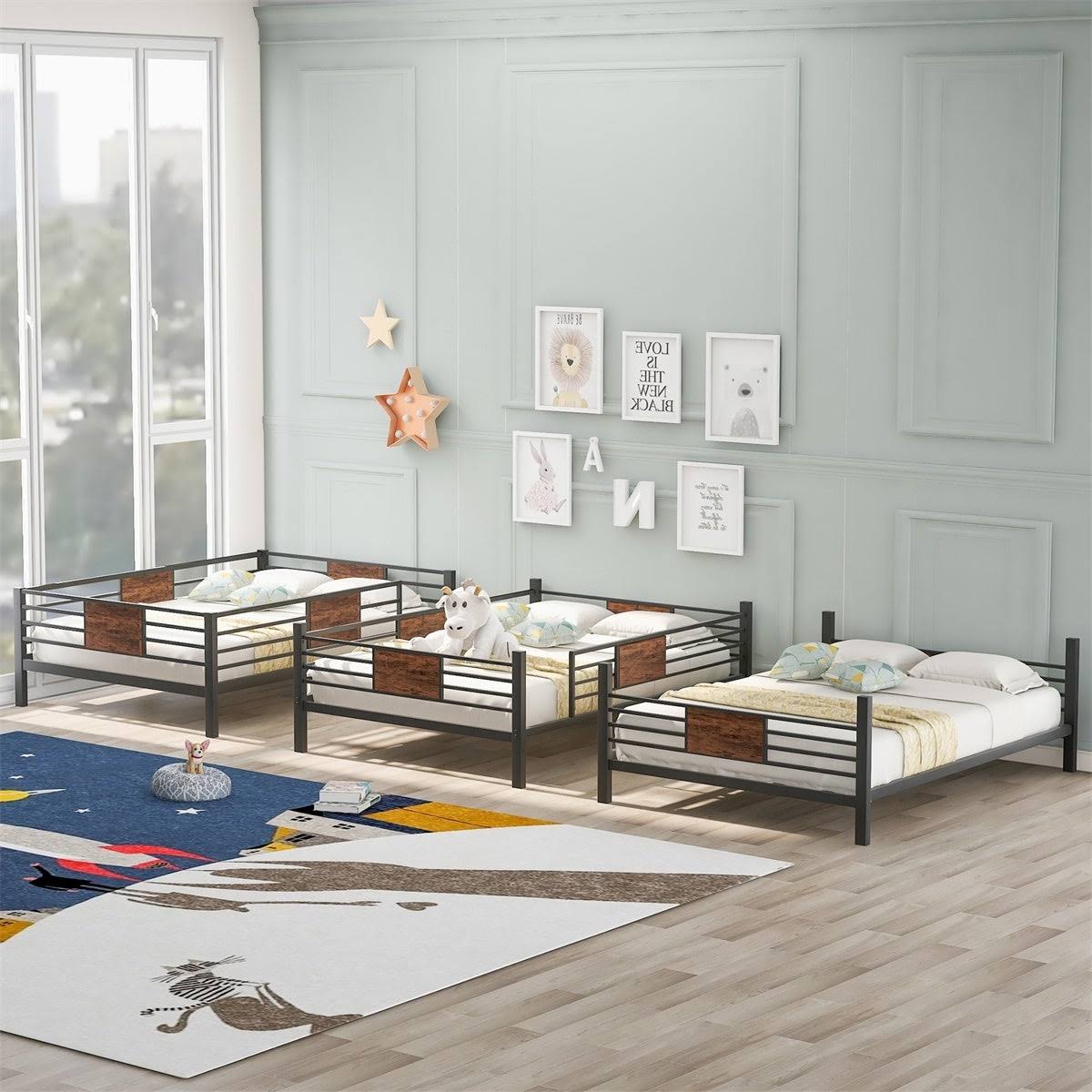 Merax Full Over Full Over Full Triple Bed, Divided Into Three SEPARATE Beds - White