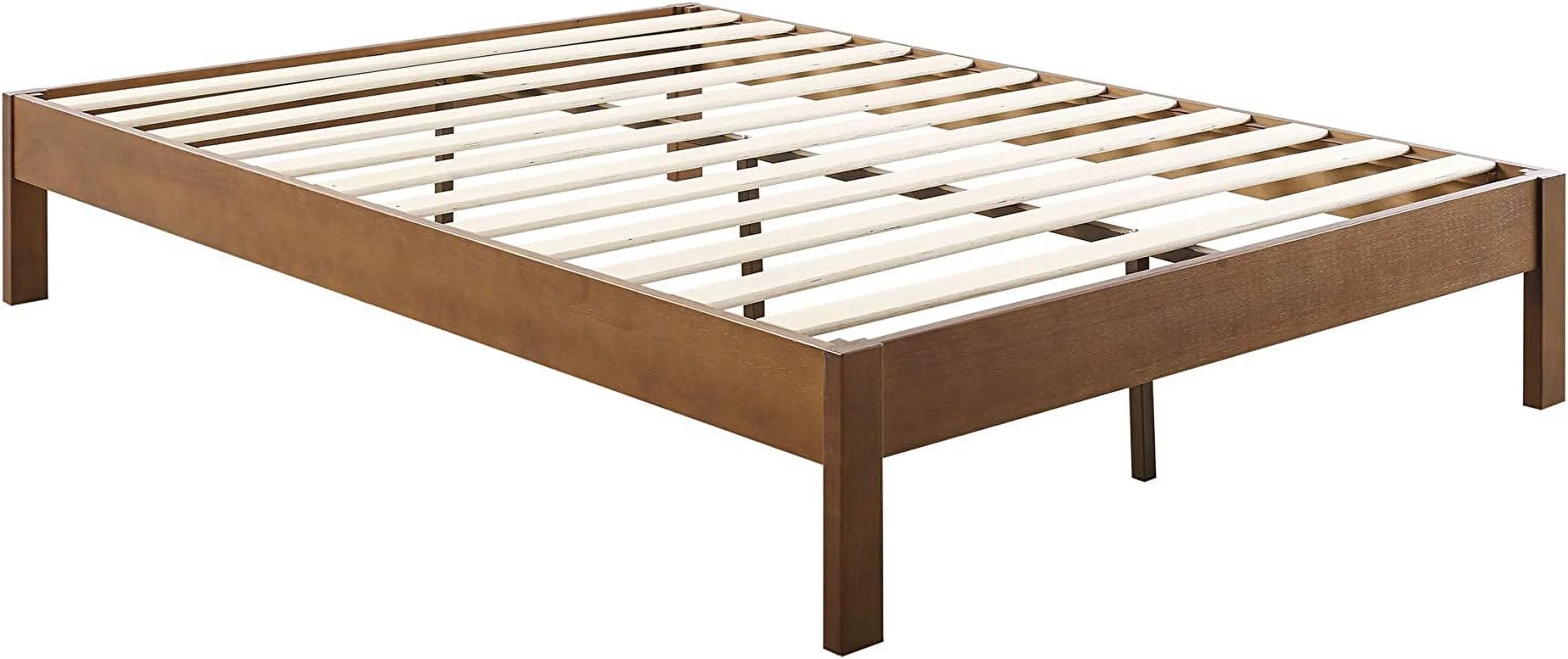 Deluxe Wood Platform Bed Frame,/Full/Queen/King Bed Frame,No Need For Box Spring,Rivet Modern Solid Pine Wood Platform Bed,Antique Espresso (Queen)