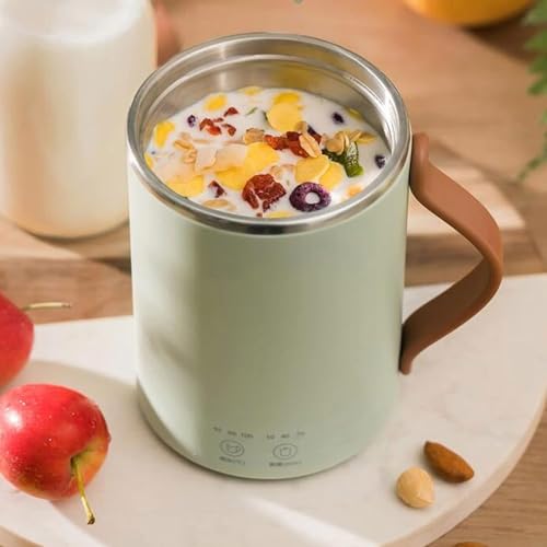 Kettles for Boiling Water, 350Ml Cooking Pot Stainless Steel Inner Dessert Stewinghine Multi Cooker Preserving Pot Portable Kettle Boil-Dry Protection, Stainless/White elegant