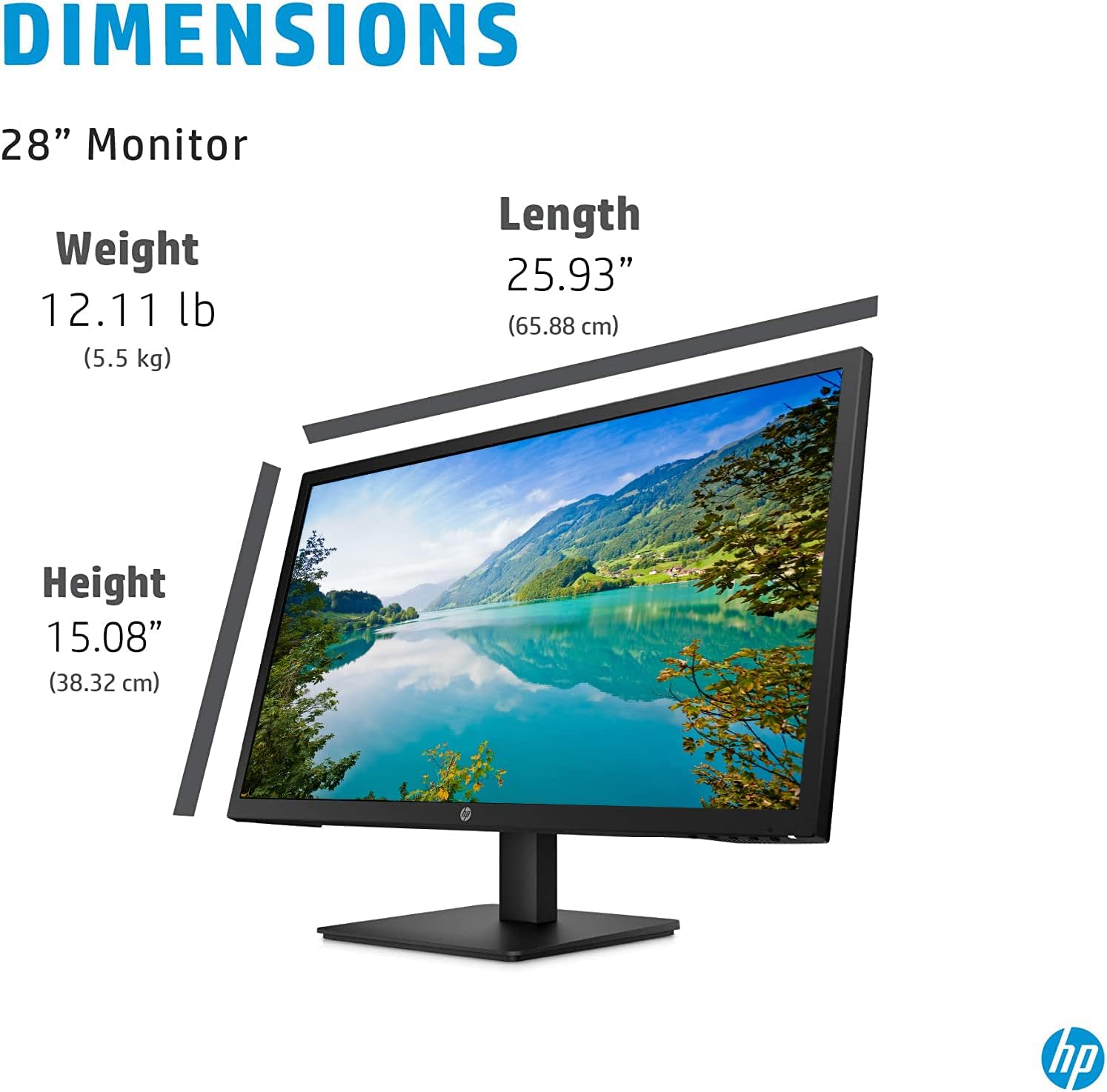 HP 28-inch 4K LED Monitor - Computer Monitor with Diagonal Display | 3840 x 2160 Resolution | AMD Freesync | Dual HDMI and DisplayPort | - U Deal HDMI