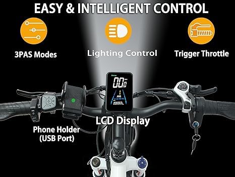Dakeya Da08 Electric Bike for AdultsTerrains,1000W Brushless Motor EBike,48V 15AH Removable Battery,UP to 50 Miles,26" x 4.0 Fat Tire,7-Speed Gear,31MPH, LCD Digital Display,for All Terrains…