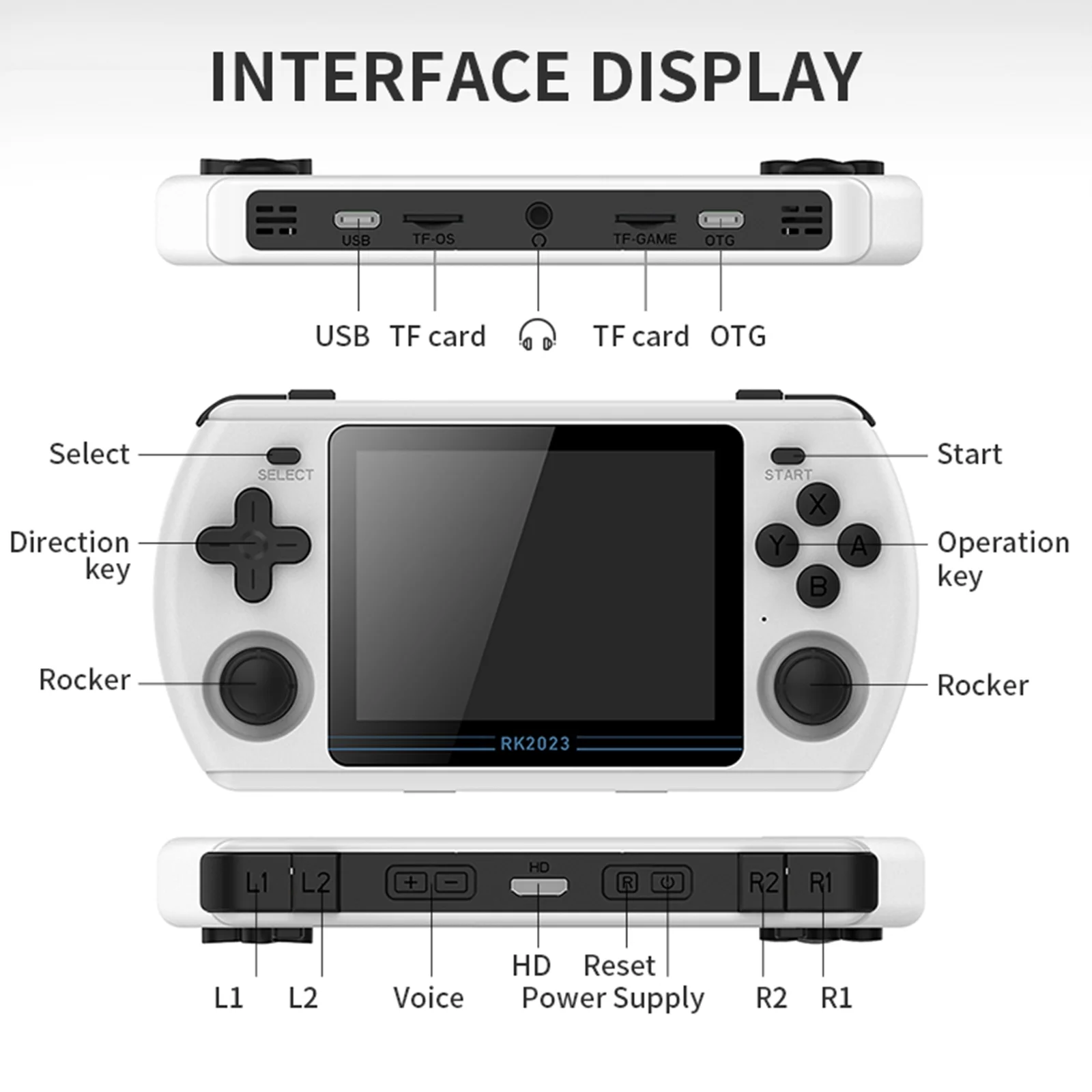 Portable RK2023 Game Player with Video Output and Headphone Jack Immerse Yourself in Portable Gaming