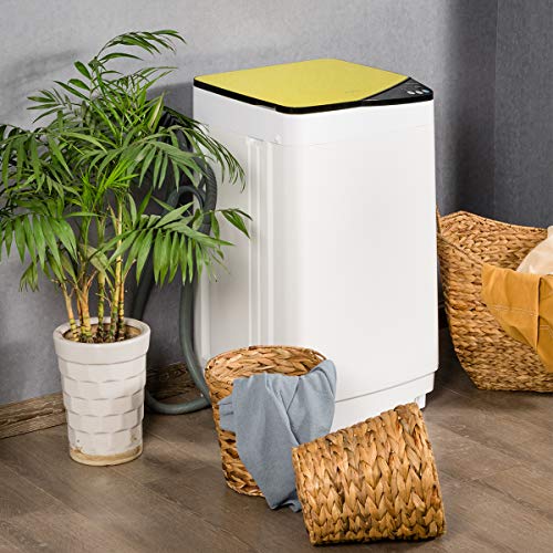 Giantex Full-Automatic Washing Machine Portable Washer and Spin Dryer 10 lbs Capacity Compact Laundry Washer with Built-in Barrel Light Drain Pump and Long Hose for Apartments Camping