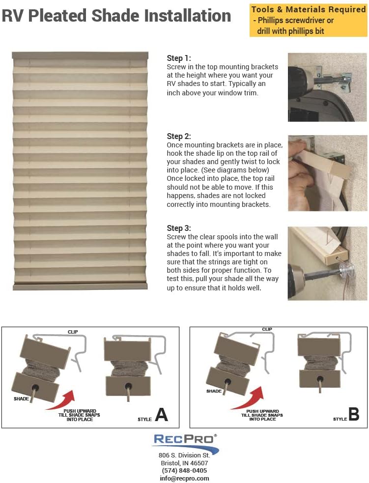 RecPro RV Blinds Pleated Shades | Cappuccino | RV Window Shades | Camper | Trailer (26 W x 50 L)
