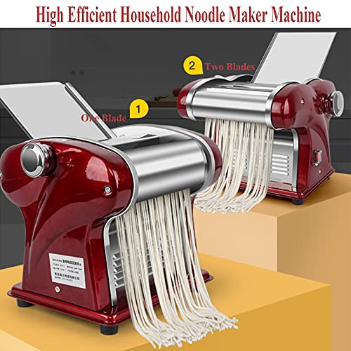 Electric Household Pasta Maker Automatic Noodle Maker Machine Dough Pressing Spaghetti Roller 2-in-1 Dual Knife No Disassembled Stainless Steel for Home Commercial Use