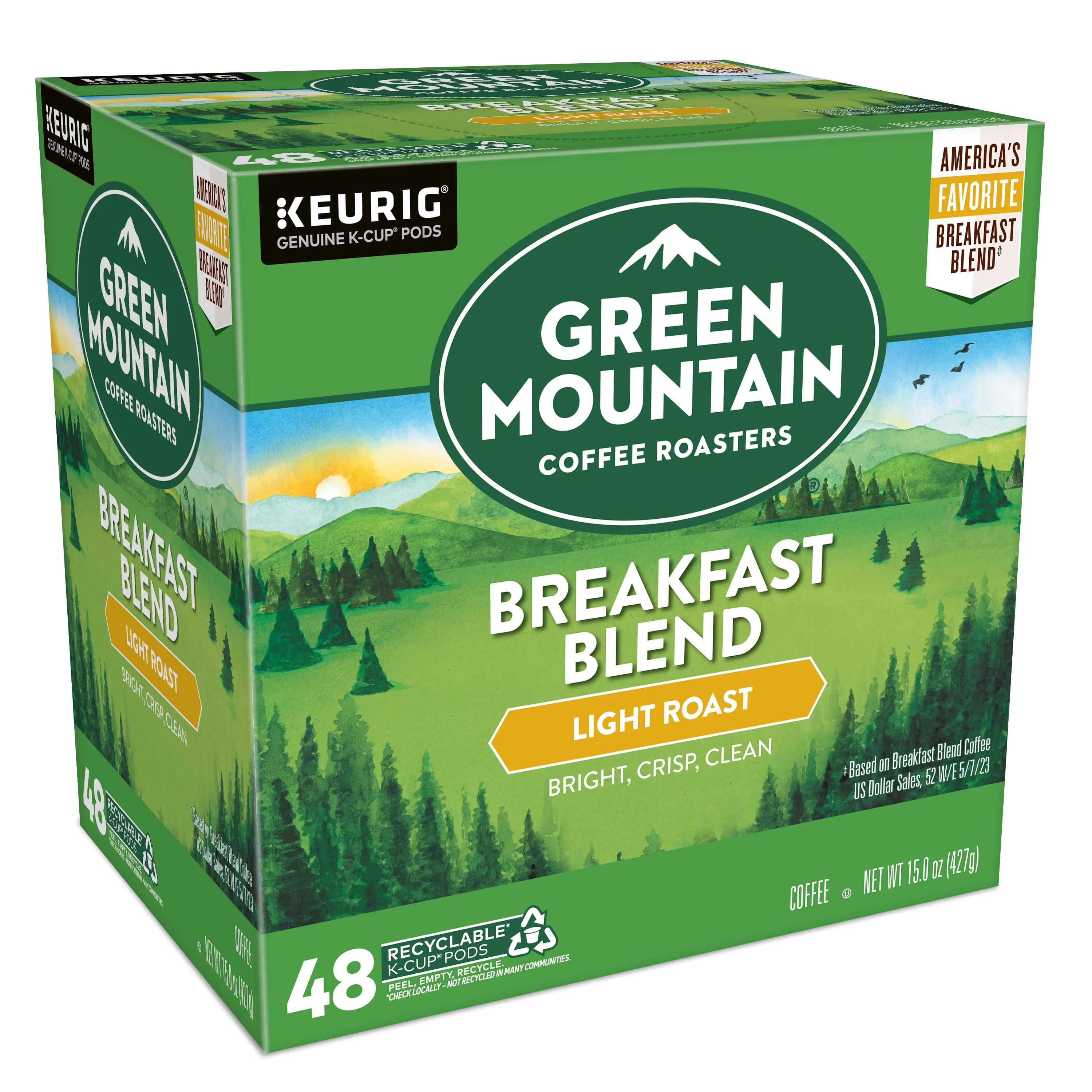 Green Mountain Coffee Roasters, Breakfast Blend Light Roast K-Cup Coffee Pods, 48 Count