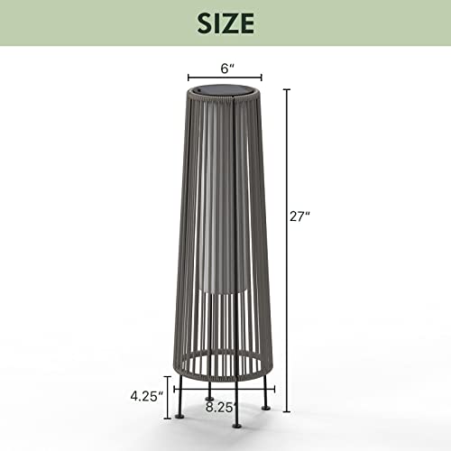 Grand patio Outdoor Floor Solar Light 2-Pack, Wicker Solar Patio Lamp Waterproof Outside Solar Deck Lamp for Porch, Yard, Garden, Lawn Decorations - Light Brown, Gordes 2 PCS