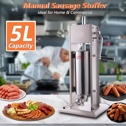 Hakka 15 Lb/7 L Sausage Stuffer 2 Speed Stainless Steel Vertical Sausage Maker