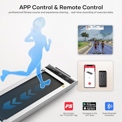 Walking Pad Treadmill, 2.25HP Under Desk Treadmill with App & Remote Control, LED Touch Screen, Lubricating Hole, 300lbs Capacity Compact Walking Treadmills for Home/Office