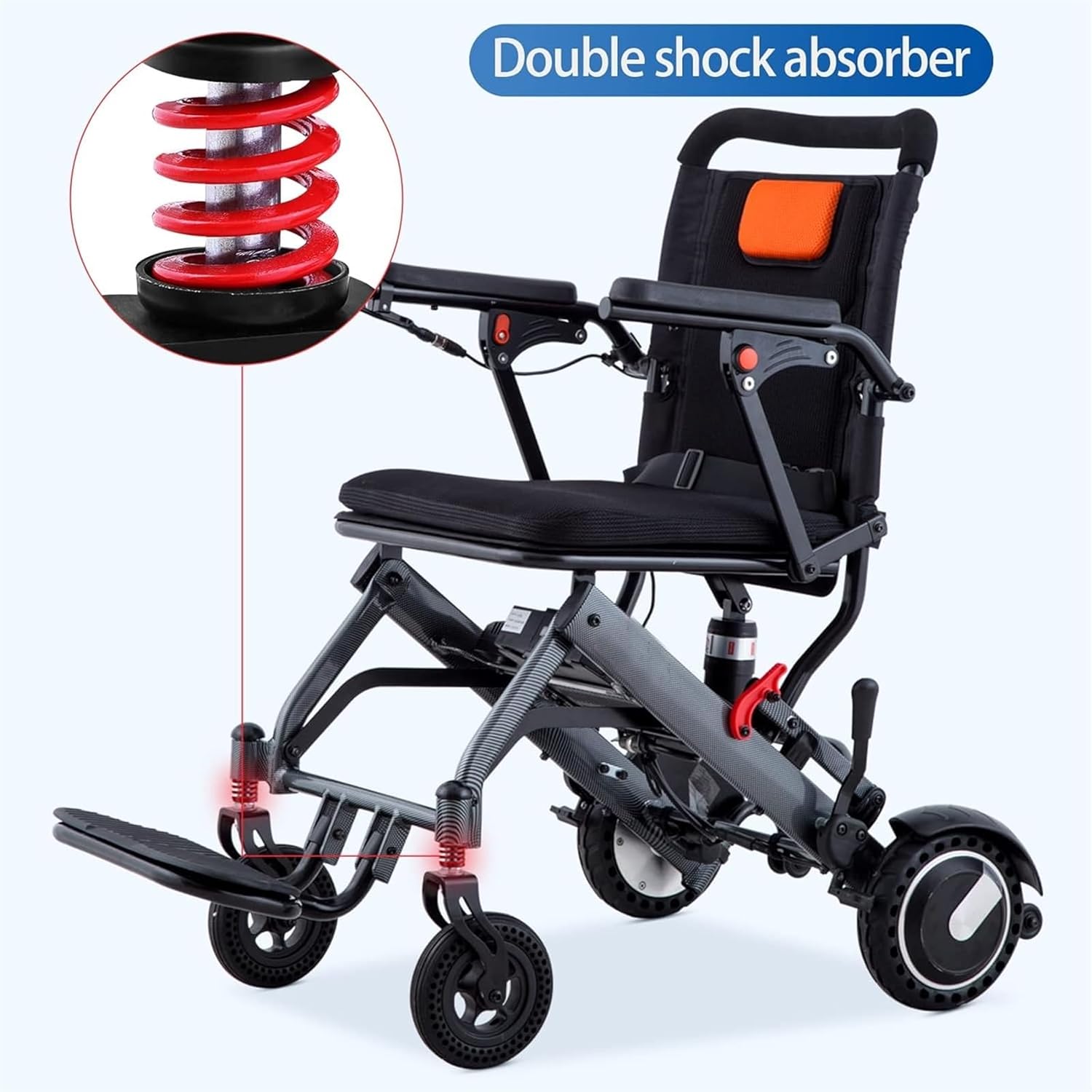 25-Mile Range Electric Wheelchair, Foldable Electric Wheelchair, All Terrain Lightweight Foldable Wheelchairs, Weighs Only 36 Lbs, Intelligent Compact Portable Power Wheelchairs, for Adults, Seniors,
