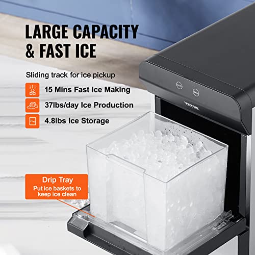 VEVOR Commercial Ice Maker, 400LBS/24H Ice Making Machine with 330.7LBS Large Storage Bin, 800W Auto Self-Cleaning Ice Maker Machine with 3.5-inch LED Screen for Business Bar Tested to UL Standards