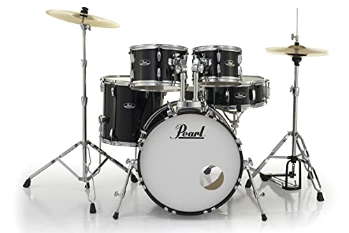 Pearl Roadshow Drum Set 4-Piece Complete Kit with Cymbals and Stands, Charcoal Metallic (RS584C/C706)