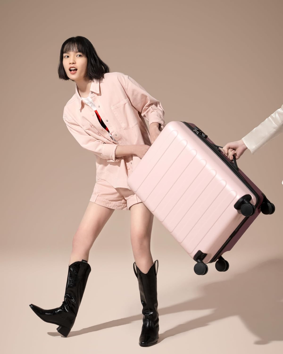 Carry on Luggage 22 X 14 X 9 Airline Approved, 20 Inch Luggage for 3-5 Days Travel, Double Spinner Wheels, 100% Hardshell PC, TSA Lock (Pink Red, Rhine)