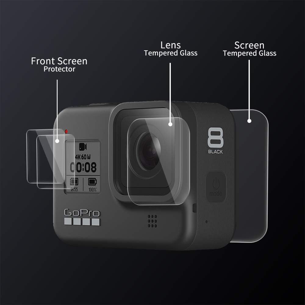 D&F Dual Handles Dome Port for GoPro Hero 8 Black, 45m/147ft Underwater Dome Lens Builted-in Waterproof Housing Case for Go Pro 8 with Waterline Diving Accessory