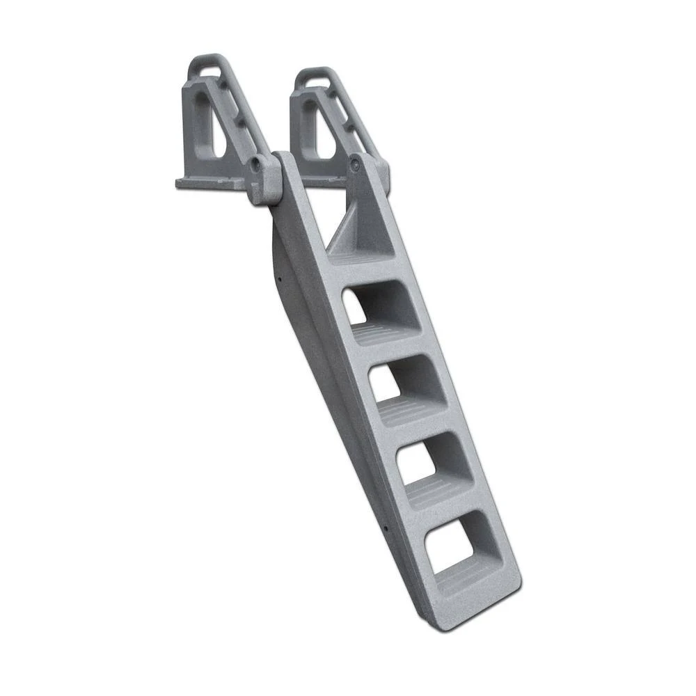 Techstar 5-Step Wide Flip-Up Granite Gray Polyethylene Dock Ladder Distributed by Tommy Docks DL-5-01