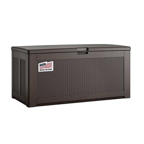 Rubbermaid Extra Large Resin Outdoor Storage Deck Box (134 Gal), Weather Resistant, Gray, Deck Organization for Home/Backyard/Pool Chemicals/Toys/Garden Tools/Porch/Patio Cushions