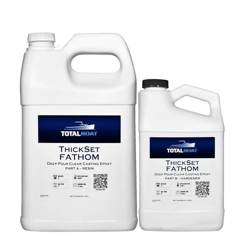 TotalBoat Thickset Fathom Deep Pour Clear Epoxy Resin and Hardener Kit for Thick Casting, Embedding, River Tables, Live Edge Wood Tables (6 Gallon)