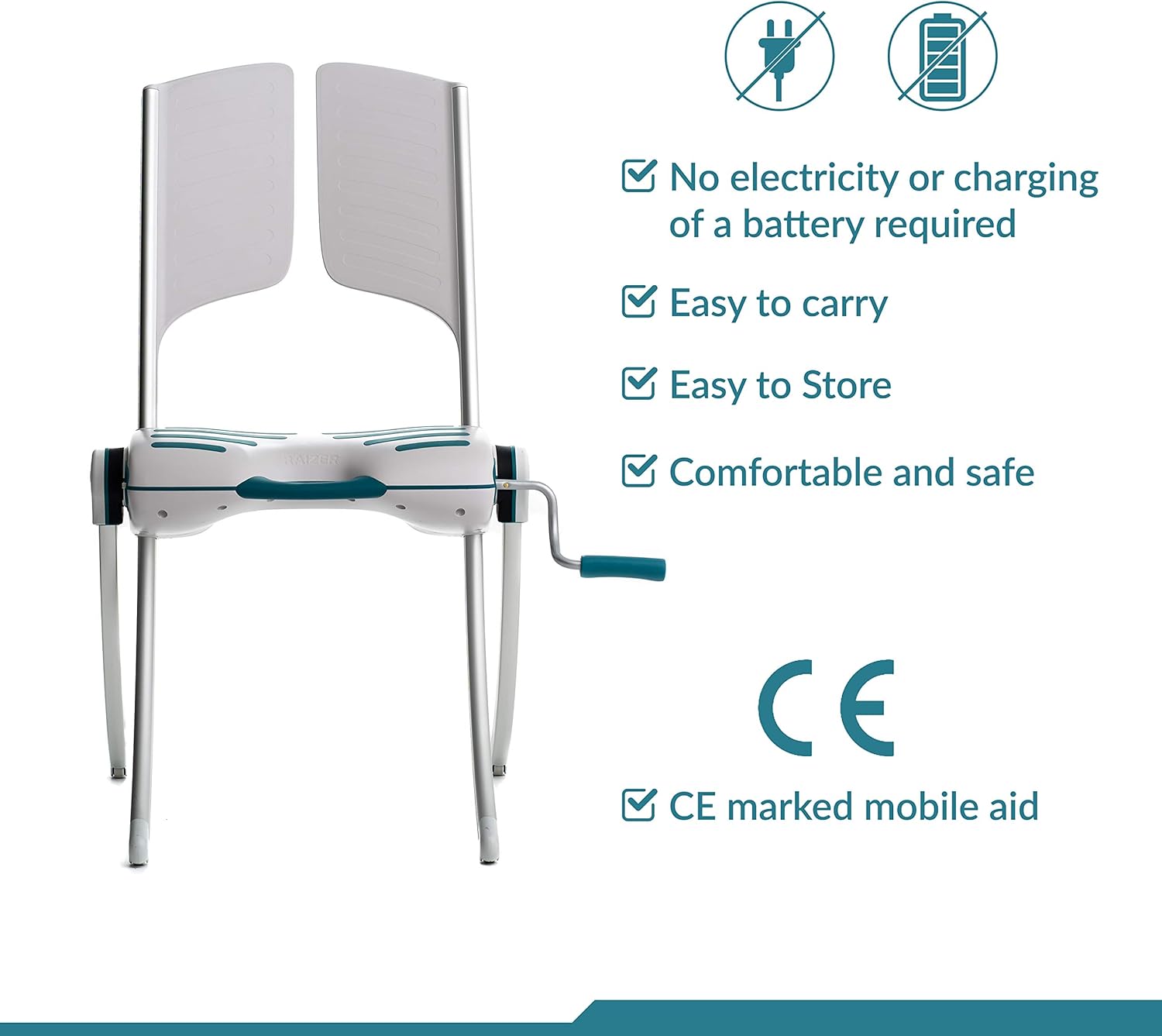 Raizer Lay Flat Patient Lift Device for Home, Elderly, Lift Chair for Seniors, Lift Assist Seat, Portable Lift Aid - Made in Europe - Safely Helps Lift Adults That Fall Get Up from Floor - Liftup M