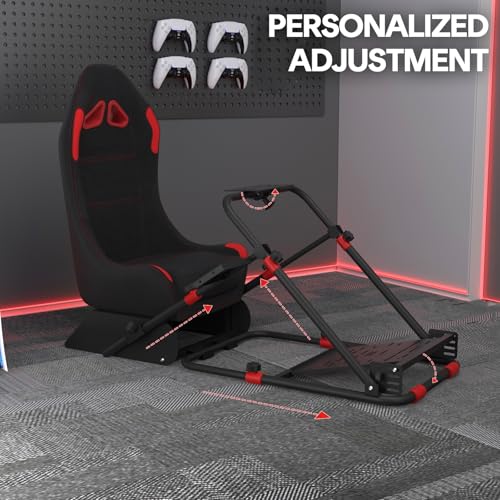 RACGTING Racing Simulator Cockpit, Foldable & Adjustable Racing Seat for Logitech G29, G920, G923, G27, G25, Thrustmaster models like T248, T248X, T300RS GT, T150, T80, TX, T-GT, TS-PC, Black