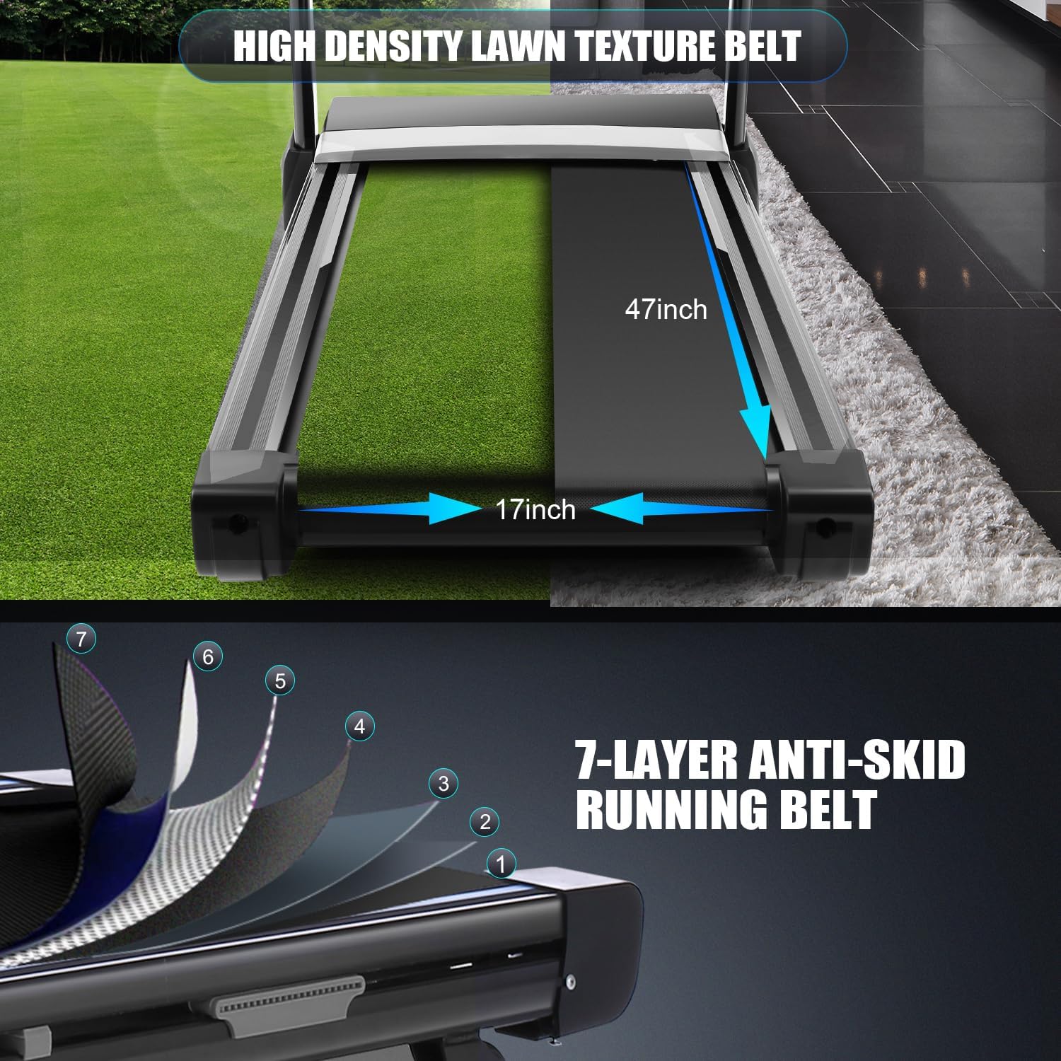 ANCHEER 3.25HP Treadmill with Auto Incline 15%,300lb Capacity APP Folding Treadmills for Home,Electric Smart Control Running Machines with Bluetooth Speaker,LCD Dispaly