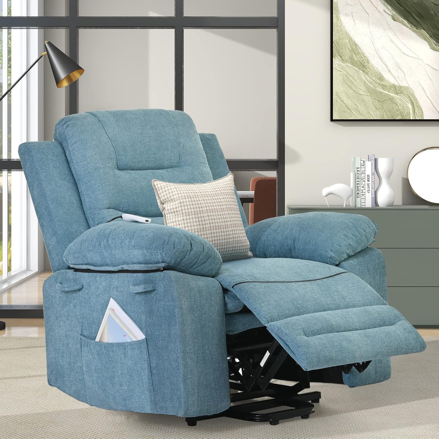 Massage Recliner Chair,Power Lift Chair for Elderly with Adjustable Massage and Heating Function,Recliner Chair with Infinite Position and Side Pocket for Living Room