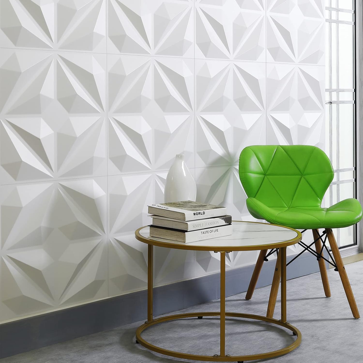 MIX3D 3D Wall Panel, Modern Geometric White PVC 3D Wall Panels for Interior Wall Decor, Pack of 12 Tiles Cover 32 Sq Ft Pack of 2