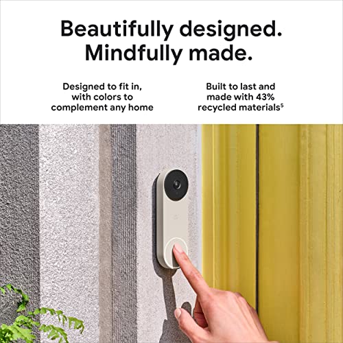 Google Nest Doorbell (Wired, 2nd Gen) - Wired Video Doorbell Camera - Doorbell Security Camera - Snow