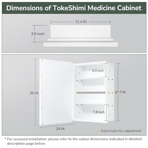TokeShimi Recessed Medicine Cabinet with Mirror Wall Mounted, Metal Beveled Mirror with Storage for Bathroom Vanity, Aluminum Alloy Medicine Cabinet Mirror Silver 16x24 1 Door