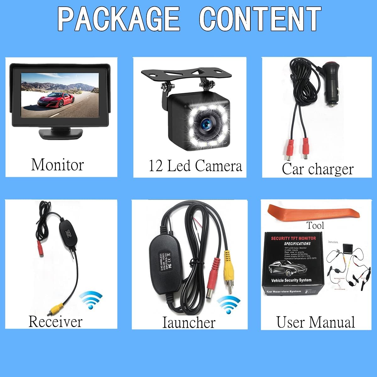 Wireless Backup Camera - 4.3 Inch Car Monitor Rear View Camera : FHD 1080P Waterproof Reversing Camera & Stable Digital Wireless Signal for Cars Van SUV Sedan Car MPV