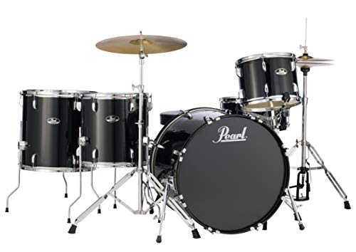 Pearl Roadshow Drum Set 4-Piece Complete Kit with Cymbals and Stands, Charcoal Metallic (RS584C/C706)