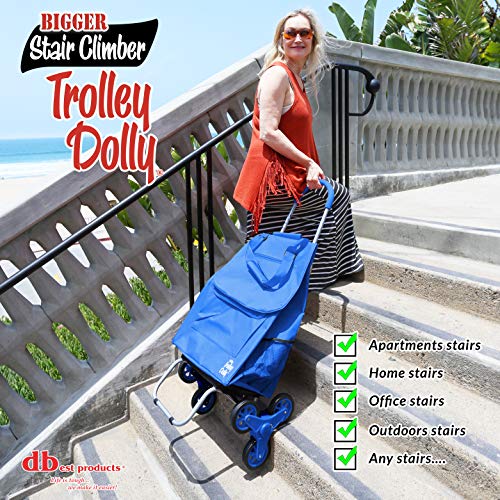 dbest products Stair Climber Bigger Trolley Dolly, Black Grocery Shopping Foldable Cart Condo Apartment 44 Inch & Stair Climber Cruiser Cart Shopping Grocery Rolling Folding Laundry Basket