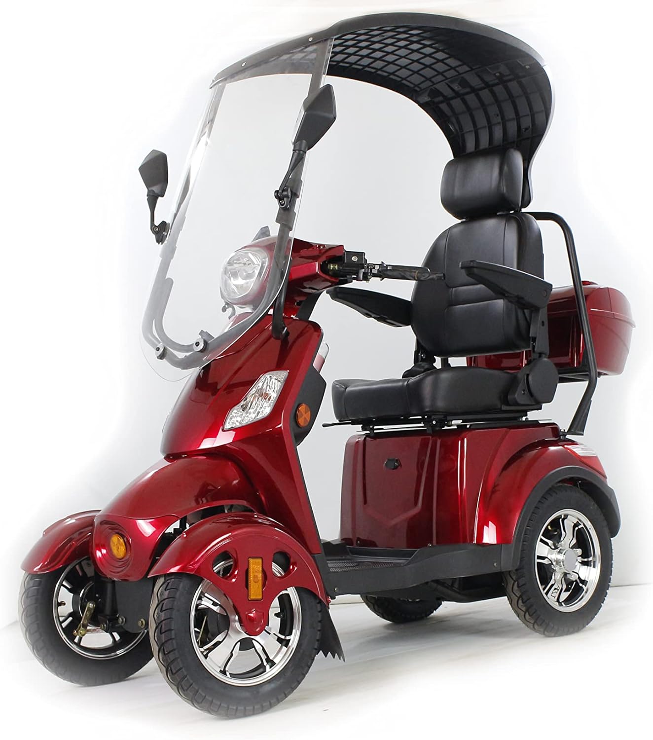 The LuxuryTon Four Wheels Electric Mobility Scooter with The Removable Optional Roof and Reverse Camera