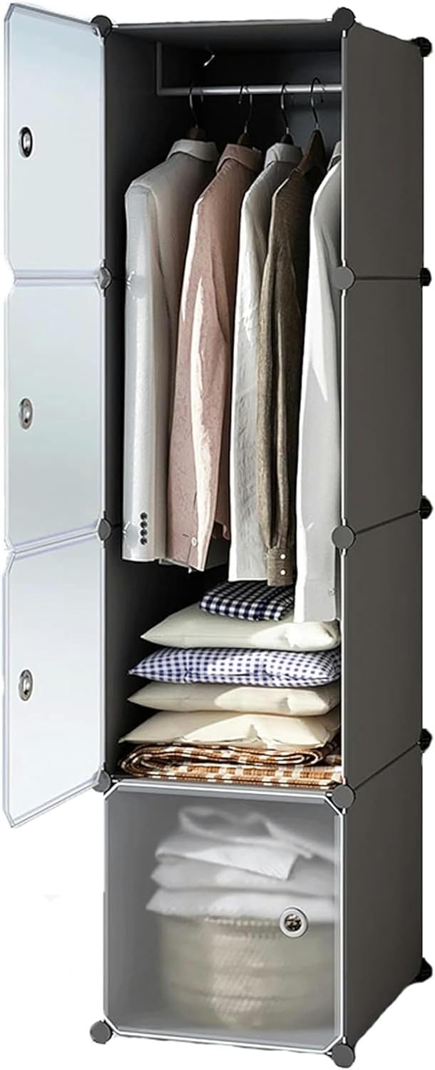 Assemble Wardrobe Assemble Portable Wardrobe Clothes Bedroom Storage Organizer, Save Bedroom Space Quick Assembly and Durable Wardrobe Combined Closet