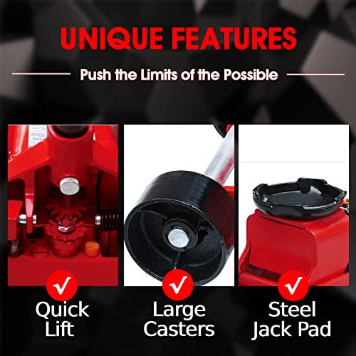 BIG RED T83012 Torin Pro Series Hydraulic Floor Jack with Single Quick Lift Piston Pump and Foot Pedal, 3.5 Ton (7,000 lb) Capacity, Red