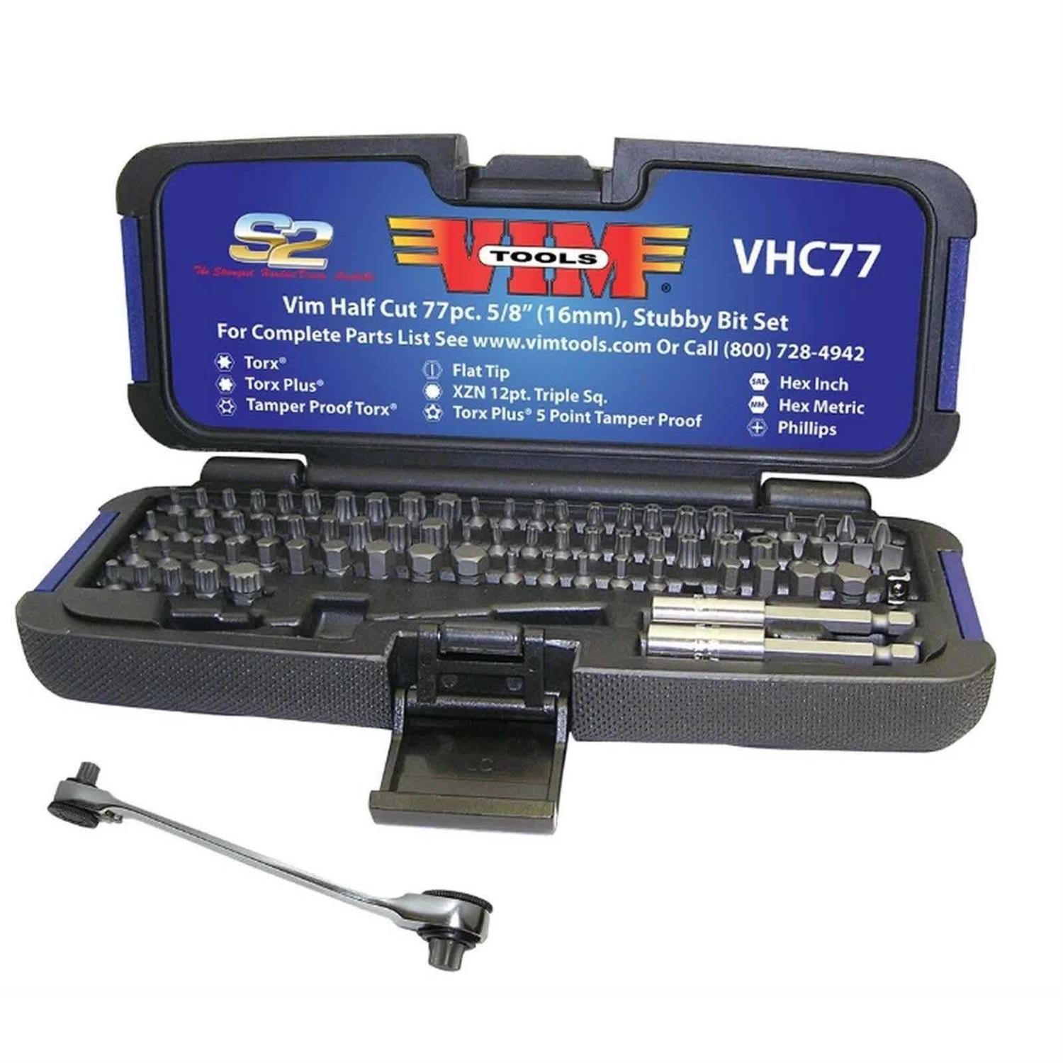 VIM Tools VHC77 ’77-Piece’ Half Cut Stubby Bit Set