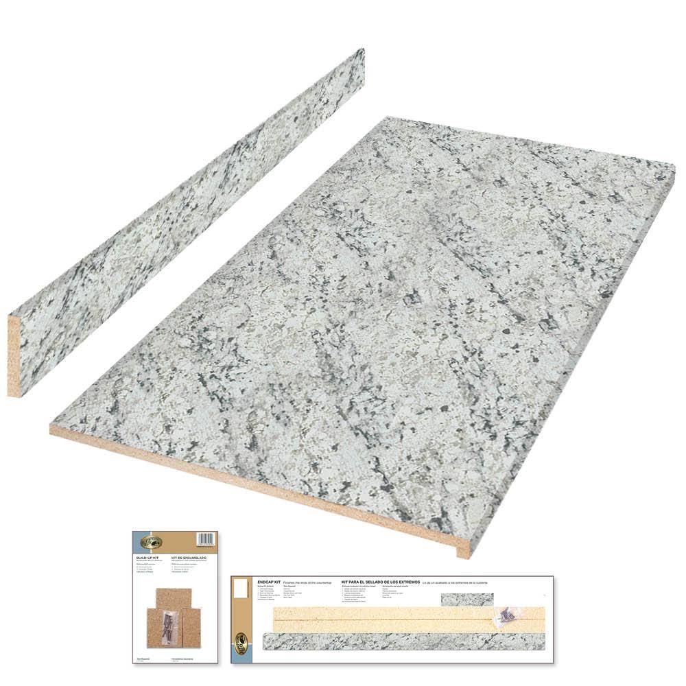 Hampton Bay 6 ft. Cream Laminate Countertop Kit with Eased Edge in White Ice Granite, White Ice Granite Etchings
