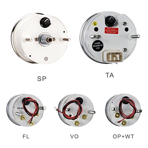 MOTOR METER RACING Classic 6 Gauge Set with GPS Electrical Speedometer Digital Odometer Red Dial White Needle Light Bulb Illumination 85mm 3-3/8" & 52mm 2-1/16"