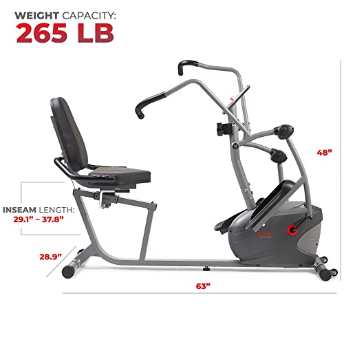 Sunny Health & Fitness Smart Recumbent Bike, Full-Body Home Training with Arm/Leg Exercisers, Indoor Cycling Workout Machine Plus Adjustable Seat & Bulit-in Pulse Sensors, Free SunnyFit App Connection