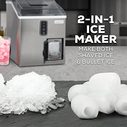 Igloo Electric Countertop Ice Maker Machine - Automatic and Portable - 33 Pounds in 24 Hours - Ice Cube Maker - Ice Scoop and Basket - Ideal for Iced Coffee and Cocktails - Stainless Steel