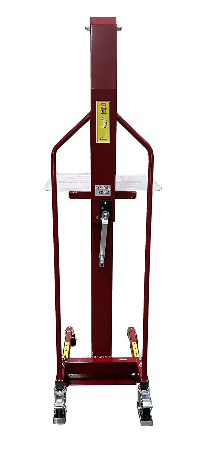 Pake Handling Tools - Winch Stacker, Manual Work Positioner Lift Truck - Steel Lightweight and Easily Maneuverable Lift with 220 lbs Capacity 59" Lift Height