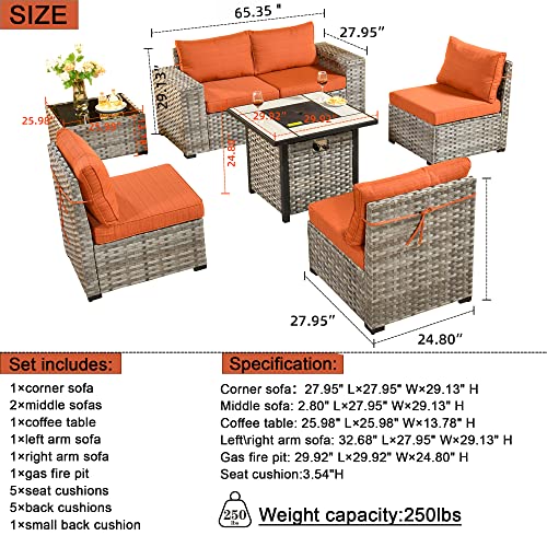 6 PCS Patio Furniture Set,Wide Armrest Outdoor Sectional Sofa,All Weather PE Rattan Outside Conversation Sets with Coffee Table,Black