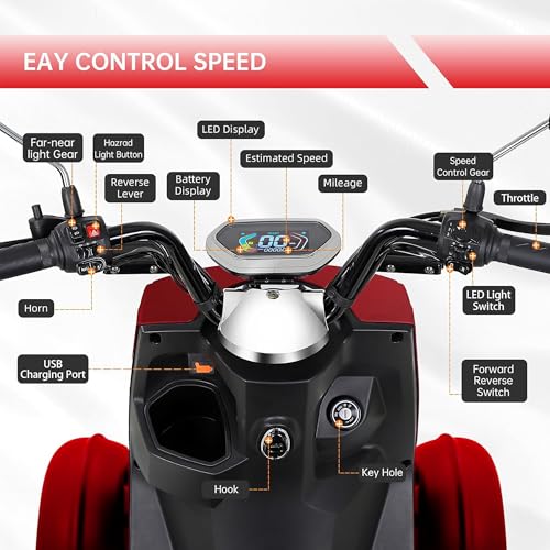 1000W 15 MPH Heavy Duty 4 Wheel Mobility Scooter 500lbs Loadweight, 3 Speed Control Mobility Scooters with 31 Mile Long Range Battery for Seniors & Adults Travel, 20° Max Climbing, Remote Key, Silver