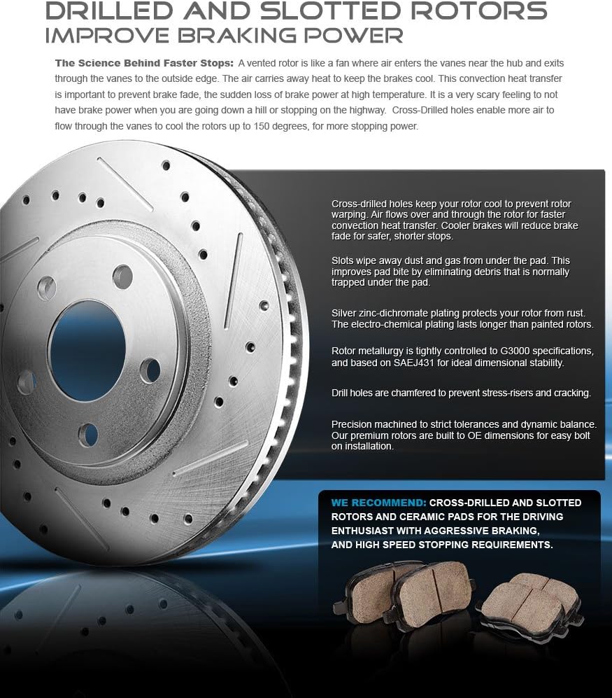 Callahan CCK03629 [4] FRONT + REAR Premium Red Calipers + [4] Drilled/Slotted Rotors + Ceramic Brake Pads + Hardware Kit