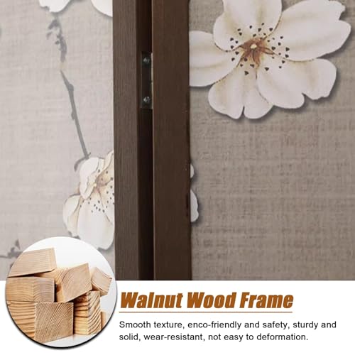 Room Divider 6 ft Wall Partition Wood Screen 6 Panels, Free Standing Foldable Dressing Screen Separating with Detachable Base, for Changing Room/Bedroom/Apartments/Dorm, Walnut Wood(#5)