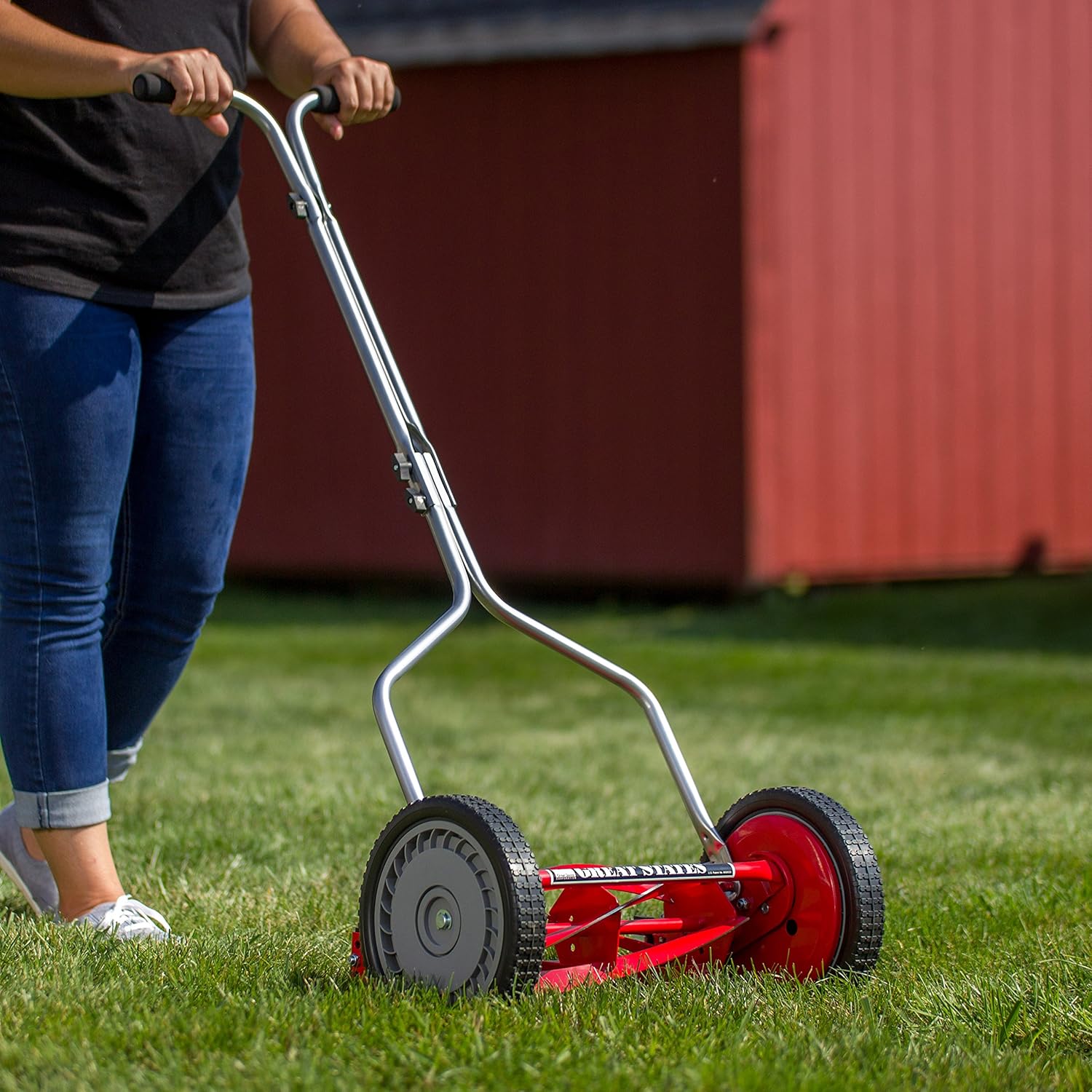Great States 304-14 14-Inch 5-Blade Push Reel Lawn Mower, 14-Inch, 5-Blade, Red