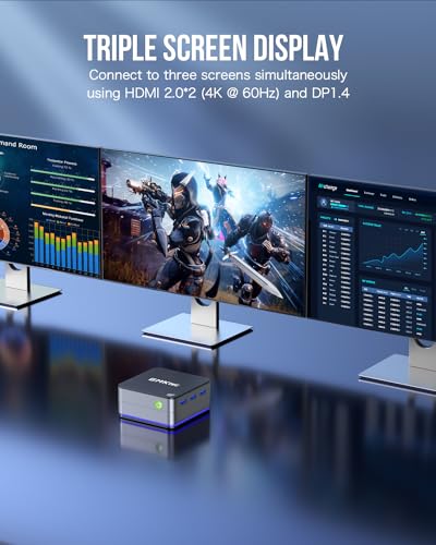 GMKtec Desktop Mini PC Intel N100 Windows 11 Pro 12GB DDR5 256GB SSD Dual LAN, Mini Computer 4K Triple Display, WiFi6, BT5.2, Energy Efficient