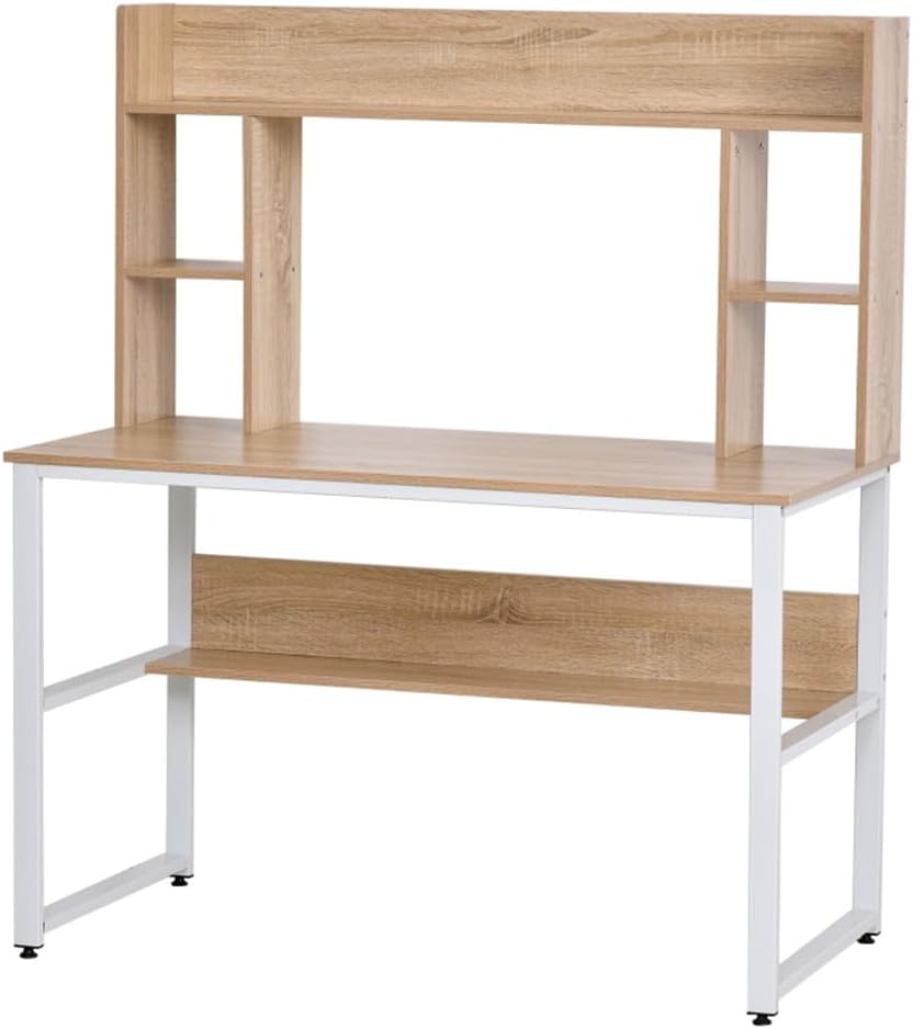 Computer Desk with Hutch, Home Office Desk with Bookshelf, Writing Study Desk, Modern Computer Workstation PC Laptop Desk 47.25" L x 23.5" W x 55" H Office Desk, Home Office Desk with Storage Shelves