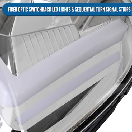 Fits 2007-2014 GMC Yukon XL 1500 2500 Upgraded LED Tube Switchback Sequential Turn Signal Projector Headlights Assembly Pair | Black Smoke